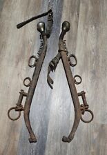 Vtg Metal Horse Hames w/ Metal Knobs & Leather Straps Tack  picture
