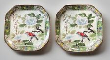 (2) Vintage 1980s “Andrea by Sadek” Hand Painted Porcelain Plates W/ Red Bird picture