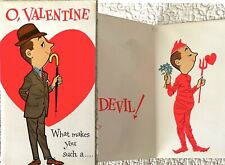 Unused Valentine Man Devil What Makes You Such A Vtg  Greeting Card 1960s 1970s picture