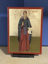 SAINT DAVID OF EUBOEA - Greek Russian WOODEN ICON FLAT, WITH GOLD LEAF 5x7 inch  picture