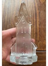 NYBRO CRYSTAL SWEDEN CHURCH CHAPEL TEALIGHT CANDLE HOLDER FROSTED GLASS 6.25” picture