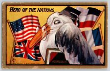 Postcard Pre-WW1 Humor Comic Propaganda 1909 Bird Scholar Flags FA Moss picture