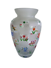 Lenox Nature's Splendor Hand Painted Floral Frosted Glass 8.5