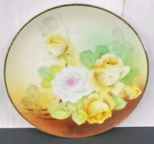 Antique P.T. Bavaria China Plate – 8.5” Hand Painted Signed Yellow Cabbage Roses picture