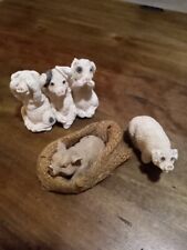 Vintage Stone Critters Pig Figurines made in USA, Lot of 3 All Different  picture