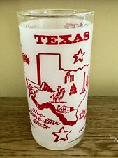 Vintage Texas Lone Star State Frosted Souviner Glass 5 inches picture