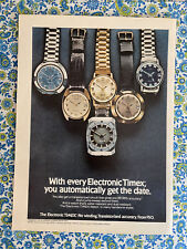 Vintage 1972 Timex Electric Watch Print Ad Automatically Get The Date picture