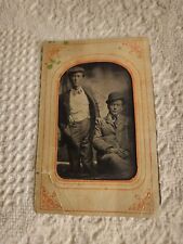 Antique Tintype Photograph of 2 Men In Paper Frame picture