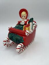 Lefton Christmas Girl In Sleigh Shopping,  Geo. Z. Lefton 1957 w/label Vintage picture