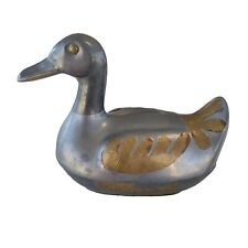 PENCO VINTAGE PEWTER and BRASS DUCK TRINKET BOX MCM  RETRO 4x5 inches picture
