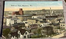 Manitowoc WI Birdseye View of Town Printed postcard Wisconsin 1915 Postmark picture