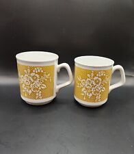 Vintage Tams MUGS Retro Brown Floral Pok-a-dot Flower Design Mug Made In England picture