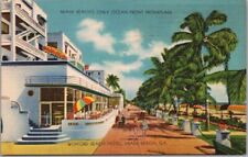 1940s Miami Beach, Florida LINEN Postcard WOFFORD BEACH HOTEL Promenade Scene picture