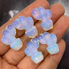TOP Natural opal quartz mini cactus skull hand carved crystal healing 5PC picture