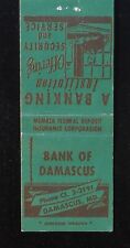1960s Bank of Damascus Member FDIC Damascus MD Montgomery Co Matchbook Maryland picture