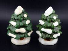 Vintage 1987 Christmas Lefton Hand Painted Snow Covered Tree Lot 3 5/8