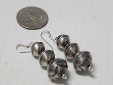 MINT VINTAGE NAVAJO INDIAN STERLING SILVER HAND MADE BEAD (NAV. PEARL) EARRINGS picture
