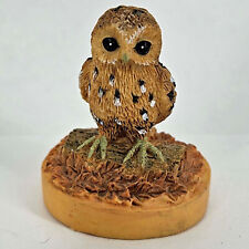 Vintage 1997 Tetley mini miniature tiny realistic owl figurine w glass eyes 2