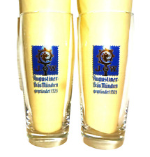 2 Augustiner Brau Munich Helles 0.5L German Beer Glasses picture