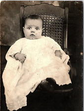c1910 YOUNG BABY CHRISTINING GOWN CANE BACK CHAIR CYKO RPPC POSTCARD 43-175 picture