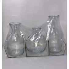 New Set of 3 Target Bullseye Clear Glass Bud Flower Vases Round Discontinued picture