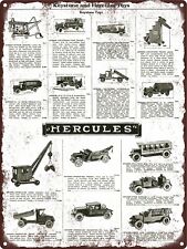1927 Hercules Toy Fire Dump Army Mail  Bus Crane Truck Metal Sign 9x12