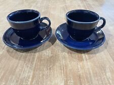 Vintage Fiestaware Cobalt BLUE Cup & Saucer Set Of 2 Teacup Coffee 4 Pcs Fiesta picture