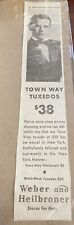 1933 Vintage NY Weber And Heilbroner Town Way Tuxedos Print Ad picture