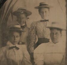 Vintage Antique Tintype Photo Young Classic Victorian Ladies Teen Girls Friends picture