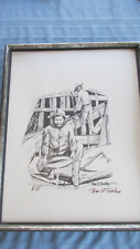 1974 Framed & Signed Prospector & Mining Scene Late Artist Tom Dooley Drawing picture