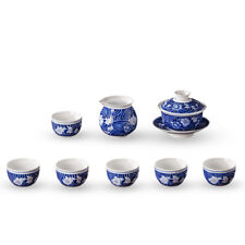 8pc Jingdezhen White Porcelain Hand Painted Blue Porcelain Set of Kung Fu Tea picture