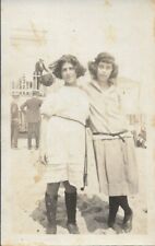 Two Ladies Photograph Standing Outdoors 1920s Vintage Fashion 2 3/4 x 4 3/8 picture