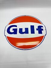 Gulf Gasoline Motor Oil Service Station Vintage Style Porcelain Retro Sign picture