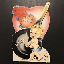 Vintage Valentine Card Adorable Baby Girl Be Mine Or I’ll Be In An Awful Pan’s picture