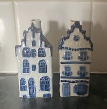 KLM Airlines Blue Delft Mini Houses - Ashtray & Decanter RYNBENDE DISTILLERIES picture