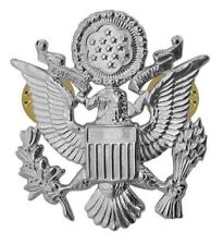 US AIR FORCE ARMY MILITARY OFFICERS CAP EAGLE BADGE INSIGNIA SILVER picture