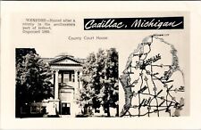 Cadillac Michigan Wexford County Courthouse RPPC With Map Postcard V17 picture