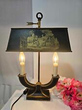Vtg Bouillotte Table Lamp Metal Shade & Base Courting Couple Dog House -works picture