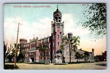VINTAGE 1909 CENTRAL ARMORY CLEVELAND OHIO STREET VIEW POSTCARD DI picture