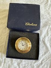 Vintage Chelsea Brass Button Paperweight Desk Clock In Original Box picture
