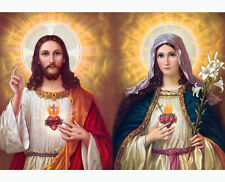 Sacred Heart Of Jesus Immaculate Heart Of Mary 8x10 Photo Picture Christian Art picture