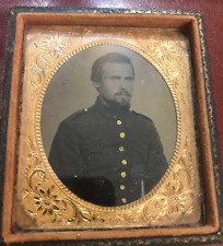 Civil War Union Soldier Tintype 1860s 1/6th Plate Beard picture