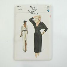 1970's Vogue VERY EASY # 7519 Plunge V Neck Dress Size 16 Bust 38