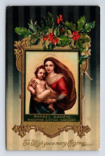 Madonna Sixtina by Rafael Sanzio Embossed Christmas Winsch Back Germany Postcard picture