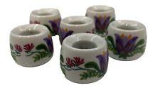 SET of 6 Miniature Candle Holders 1 inch FLORAL motifs West Germany Funny Design picture