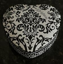 Brighton Black & White Heart-Shaped Jewelry Gift Tin Metal Container Only Empty picture