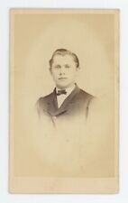 Antique CDV Circa 1860s Handsome Young Man in Suit & Bow Tie Cold Water, MI picture