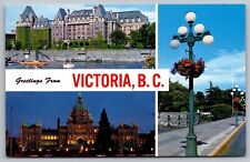 Greetings From Victoria BC British Columbia Multiview Postcard UNP VTG Unused picture