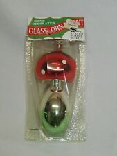 Colombia Antique Glass Mushroom Christmas Ornament N.O.S. Decoration 1970's picture