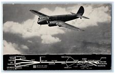 c1940's United Airlines Issued Modern Pony Express Airplane Map Postcard picture